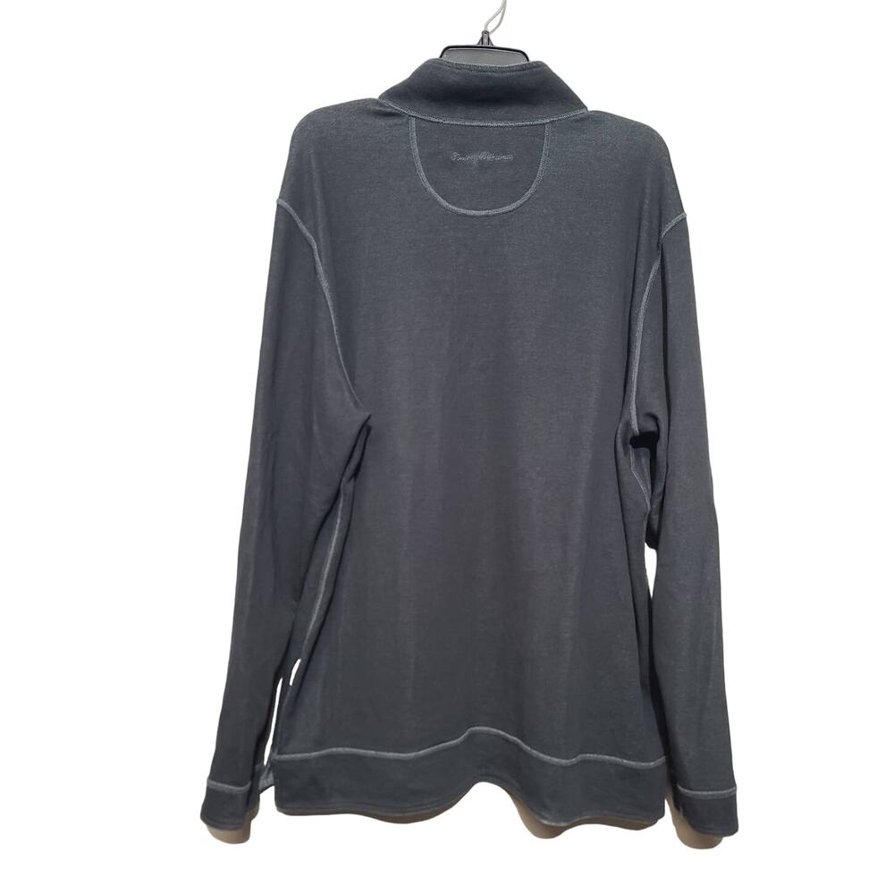 Tommy Bahama Reversible 1/2 Zip Pullover Gray Black XL GUC Cotton Stretch - Picture 5 of 5